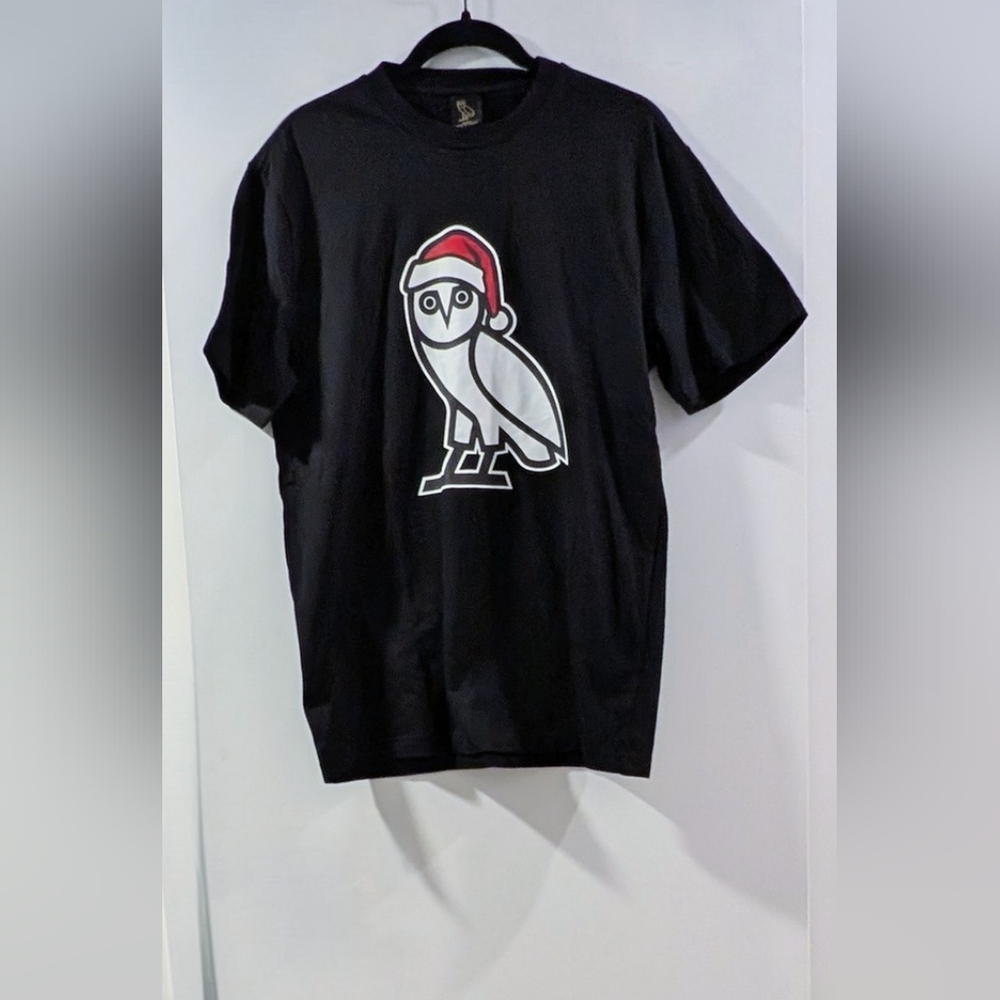 OVO Rare Sold Out Black Santa Hat Owl T-Shirt